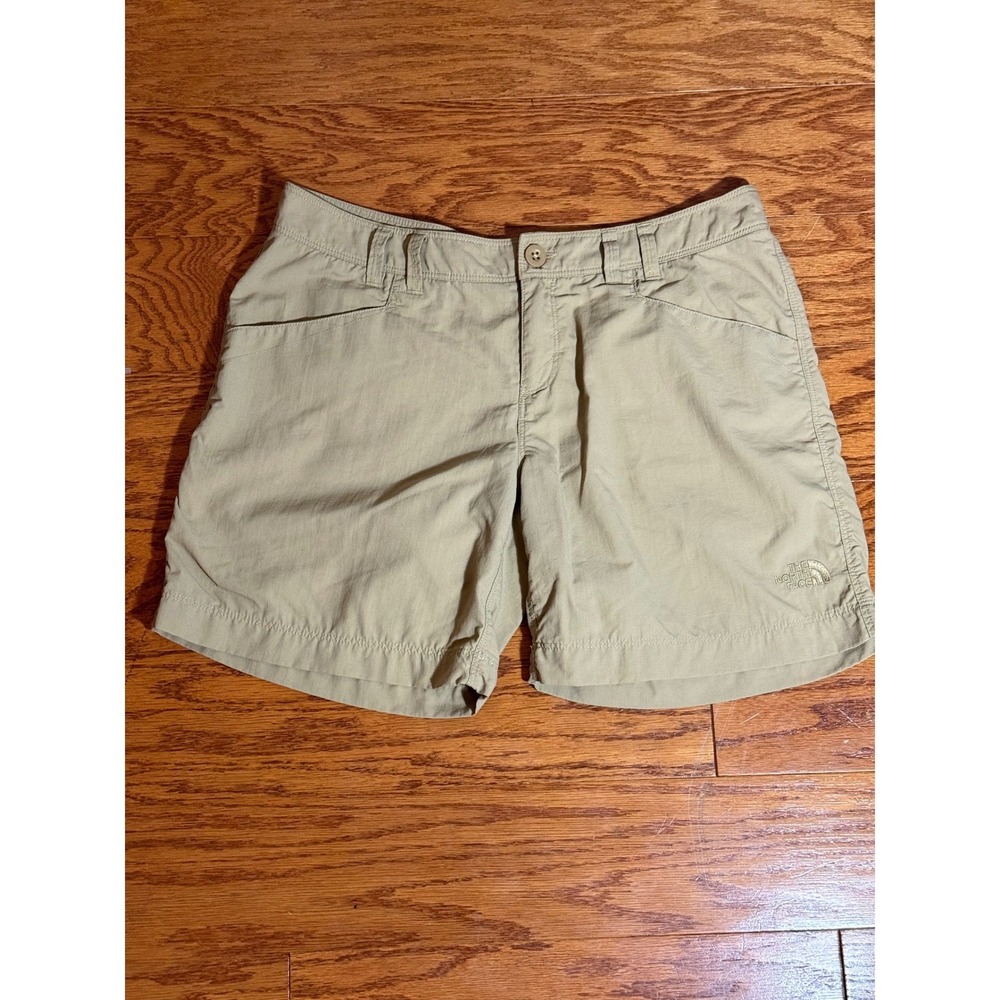 The North Face Womens Horizon Hiking Shorts Khaki Tan Ripstop Nylon Size 6